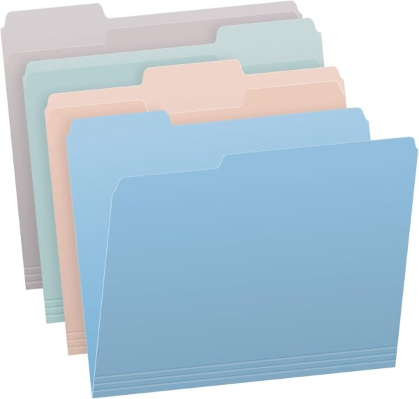 File Folders,  Size, Assorted Colors for Home, Office Filing Cabinet, 1/3 Cut Tabs, 36 Per Pack (82088)