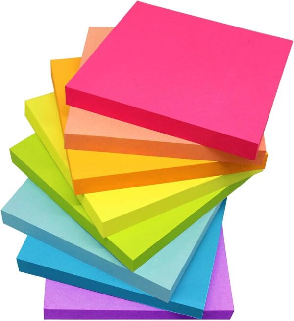 Sticky Notes 3x3 Inches,Bright Colors Self Stick Pads | Easy to Post for Home, Office, Notebook, 82 Sheets/pad