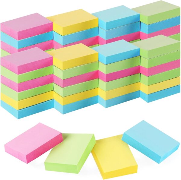 50 Pack Mini Sticky Notes 1 5x2 in, 5000 Sheets Small Self Stick Note, 4 Colors Sticky Pad Bulk, Easy to Post for Office, School, Home