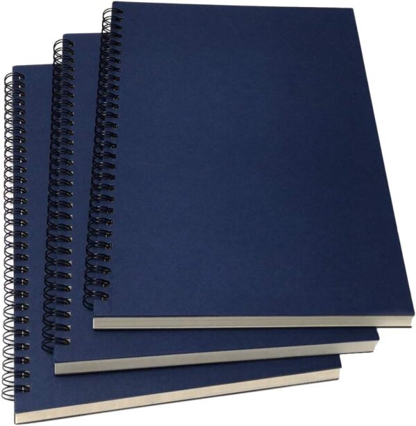 B5 Spiral Notebook Lined, Spiral Ruled Journal with Hard Kraft Cover, 70 Sheets (140 Pages), 10 3" x 7 2", 3 Pack, Blue