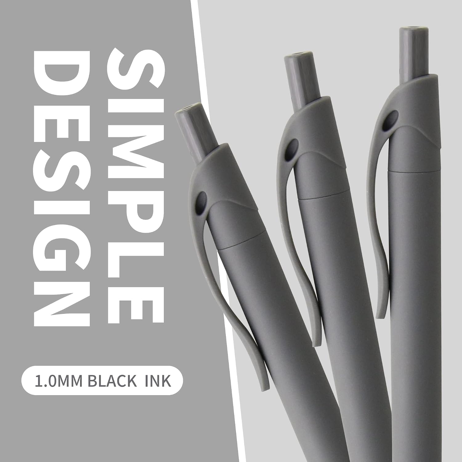 Pens Bulk, 50 Pack No Bleed Grey Barrel Black Ink Click Pens, Wholesale Retractable Ballpoint Pens, Pen Medium Point, Smooth black Ink Pen, 1 0MM Image 2