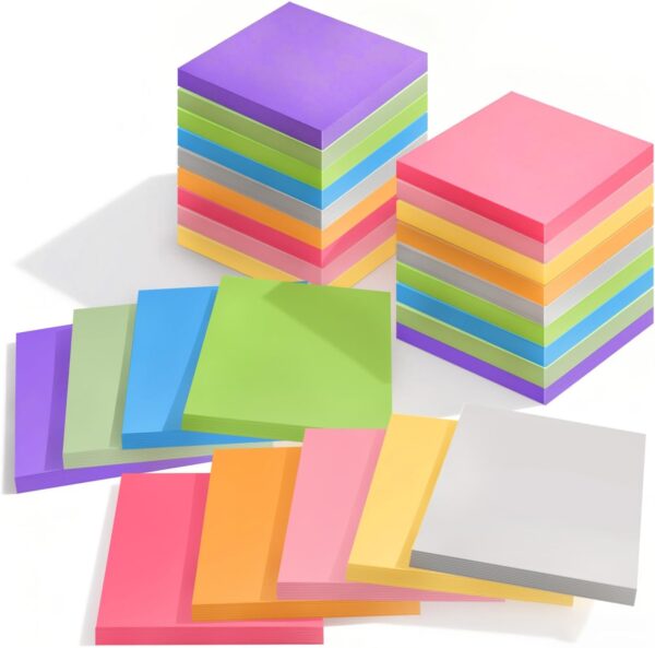 27 Pack of 3x3 Inch Sticky Notes Self Stick Memo Pads   1620 Sheets in Total! Great for Home, Office & School
