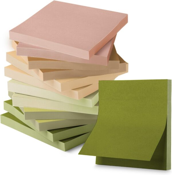 Sticky Notes, 3”x3”, 12 Pads, 600 Sheets, Dark and Earthy Colors | Sticky Notes Bulk, Self Stick Note Pads, Perfect for Office, School, Home, Study & Organization
