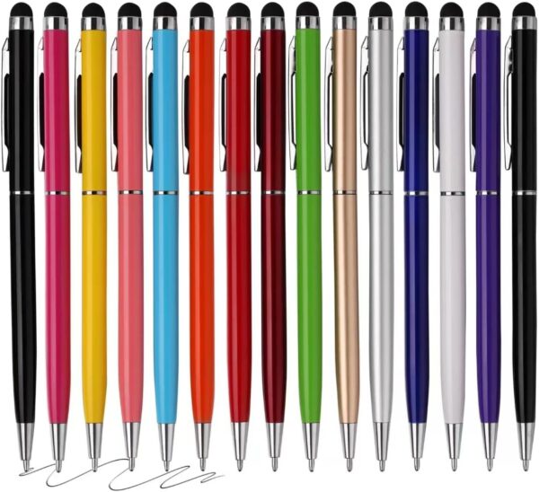 15 Pack Stylus Pens for Touch Screens Stylus Pen Compatible with Phone Tablets Kindle and Black Ink Ballpoint Pens 2 in 1 Stylists pens for Touch Screens