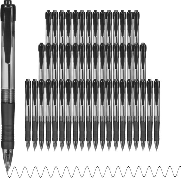 Pens Bulk, 50 Pack No Bleed Black Ink Click Pens with Soft Grip, Wholesale Retractable Ballpoint Pens for Office School, Medium Point Smooth 1 0MM