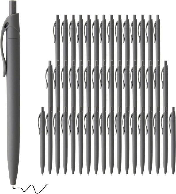 Pens Bulk, 50 Pack No Bleed Grey Barrel Black Ink Click Pens, Wholesale Retractable Ballpoint Pens, Pen Medium Point, Smooth black Ink Pen, 1 0MM