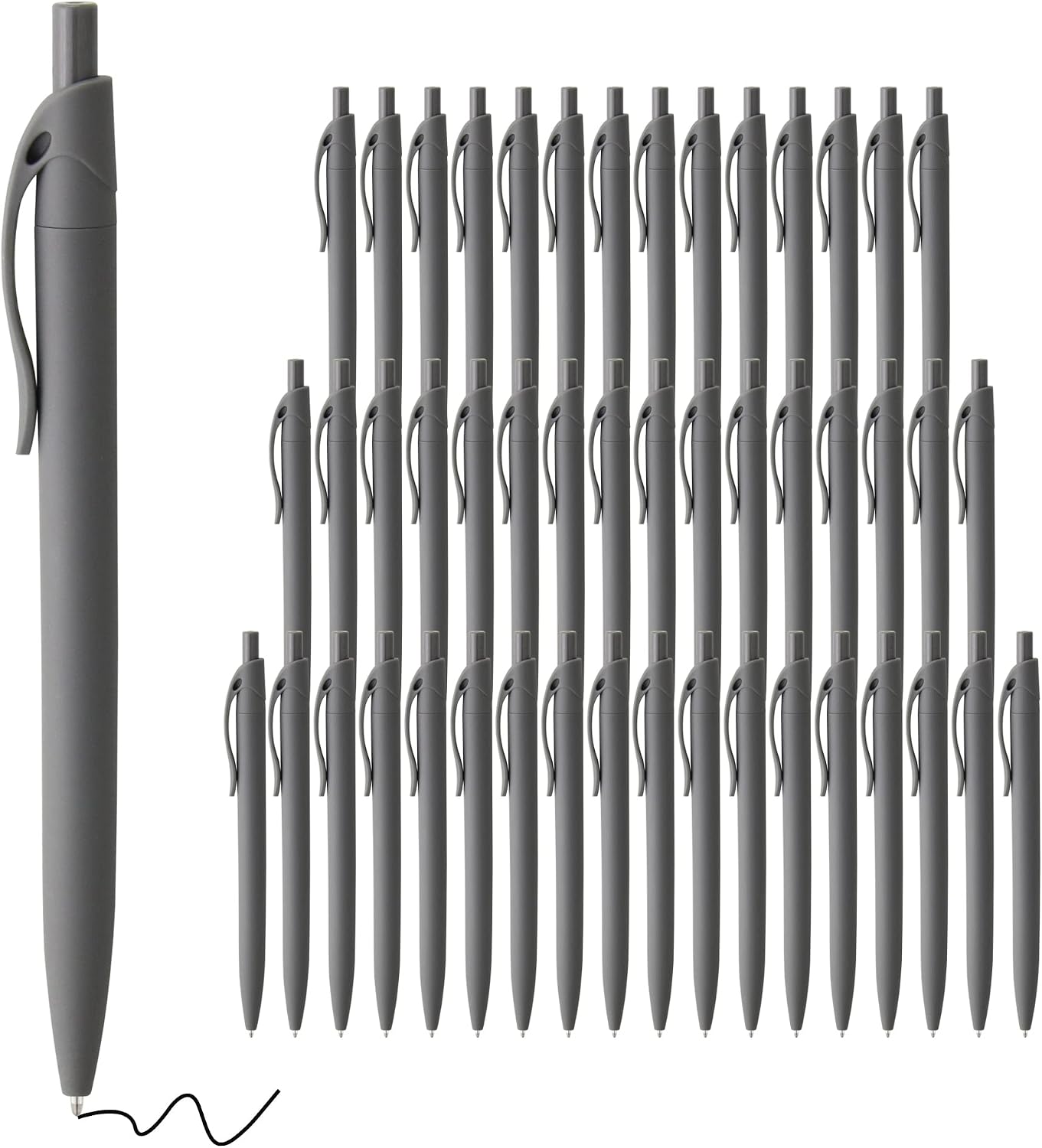 Pens Bulk, 50 Pack No Bleed Grey Barrel Black Ink Click Pens, Wholesale Retractable Ballpoint Pens, Pen Medium Point, Smooth black Ink Pen, 1 0MM