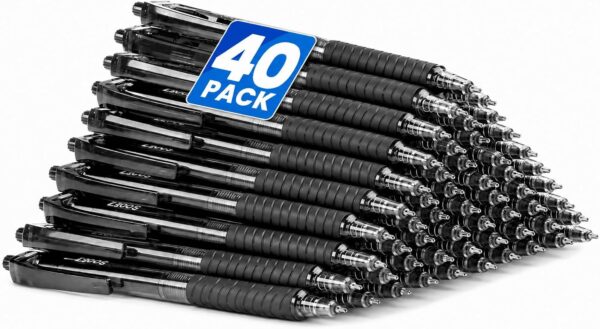 40 Pack Bulk Pens Ballpoint, Smooth Writing Pens with Soft Grip | Retractable Blue Ink Pens, Medium Point 1 0mm Pen for Journaling, Ballpoint Pen Office Supplies