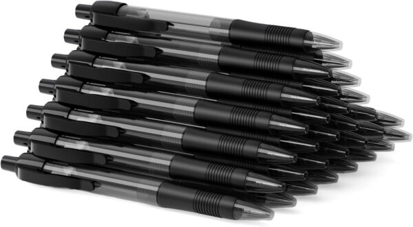 Pens Bulk, 30 Pack No Bleed Black Ink Click Pens with Soft Grip, Wholesale Retractable Ballpoint Pens for Office School, Medium Point Smooth 1 0MM