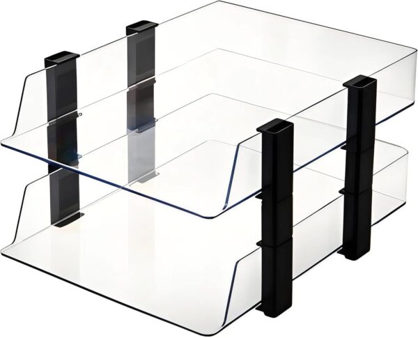 Transparent 2 Tier Stackable Document Tray Organizer