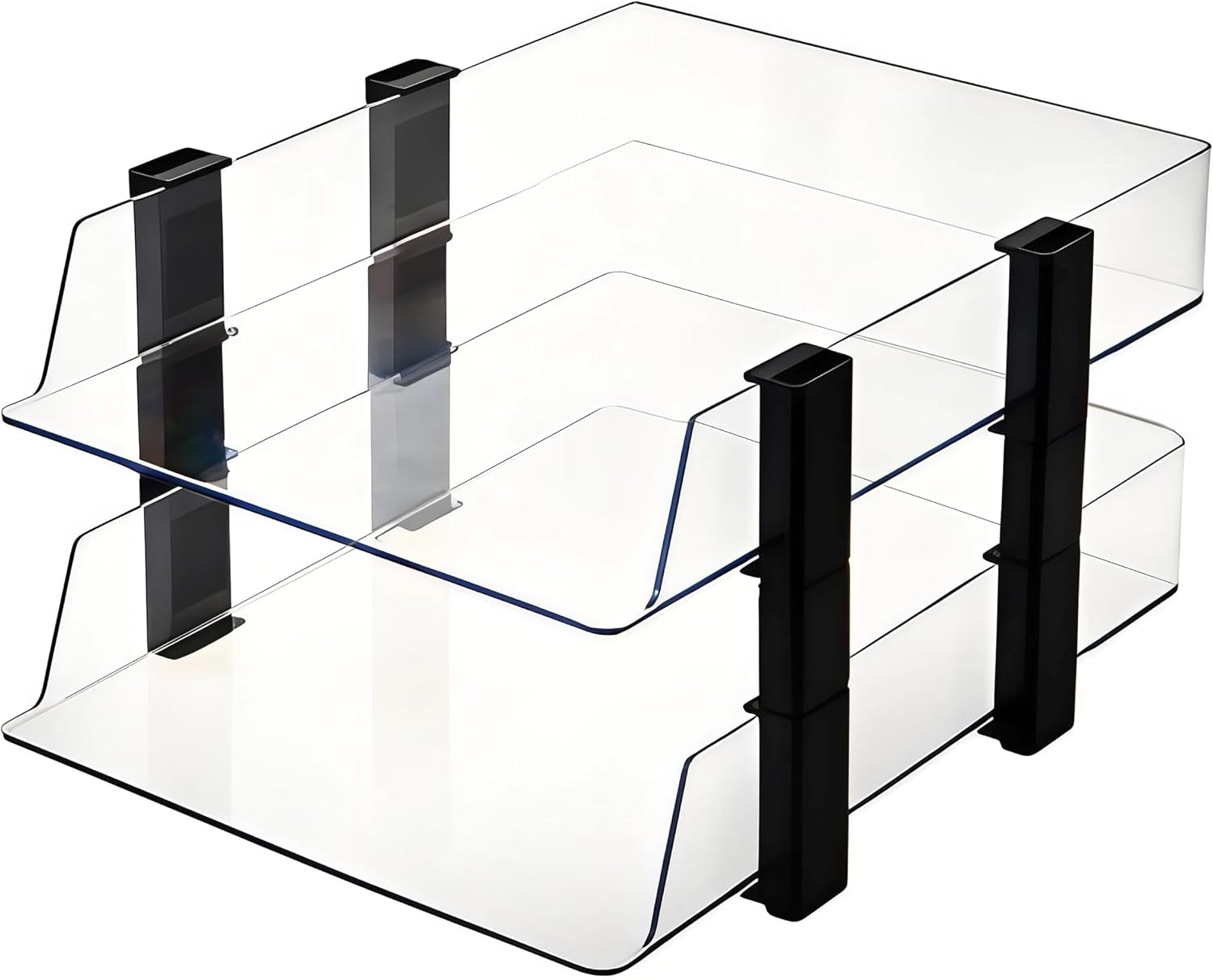 Transparent 2 Tier Stackable Document Tray Organizer