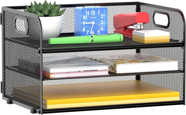 3 Tier Document Organizer Tray with Handles