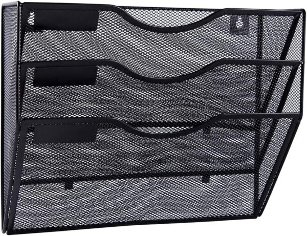 3 Slot Metal Mesh Wall Mounted Document Organizer