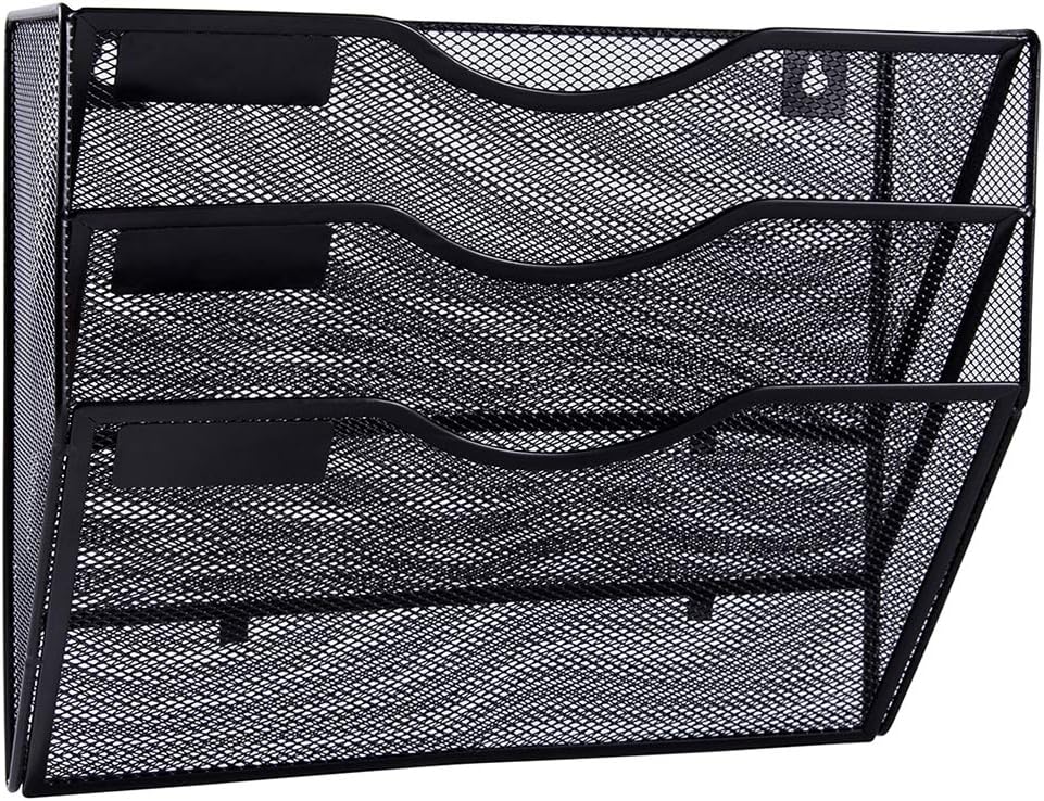 3 Slot Metal Mesh Wall Mounted Document Organizer