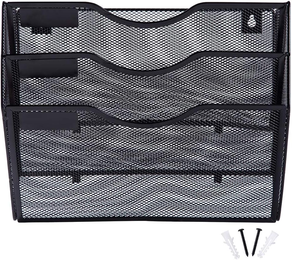 3 Slot Metal Mesh Wall Mounted Document Organizer Image 2